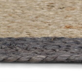 Vloerkleed handgemaakt met donkergrijze rand 150 cm jute 3