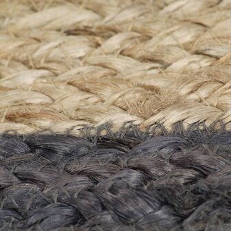 Vloerkleed handgemaakt met donkergrijze rand 150 cm jute 5