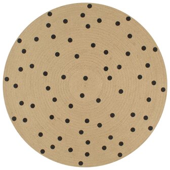 Vloerkleed handgemaakt met print polkadot 90 cm jute 1