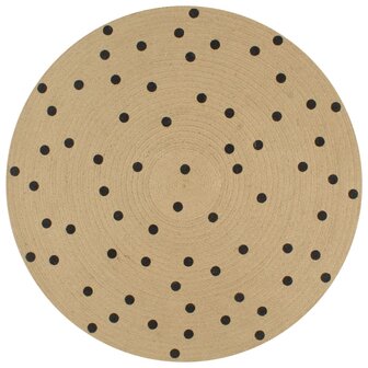 Vloerkleed handgemaakt met print polkadot 120 cm jute 1