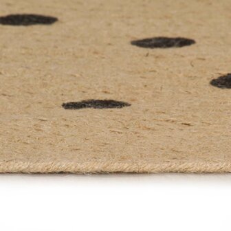 Vloerkleed handgemaakt met print polkadot 120 cm jute 3