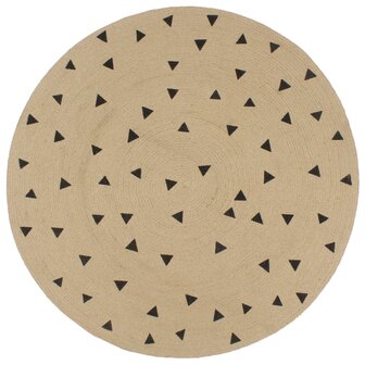 Vloerkleed handgemaakt met driehoek print 90 cm jute 1