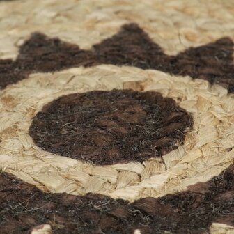 Vloerkleed handgemaakt met donkerbruine print 120 cm jute 5