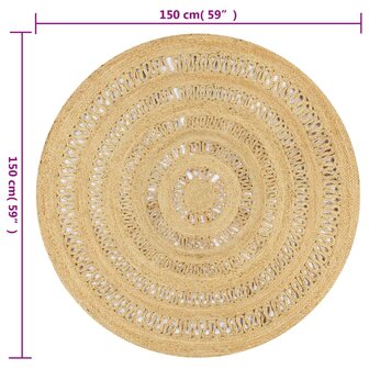 Vloerkleed handgemaakt 150 cm gevlochten jute 6