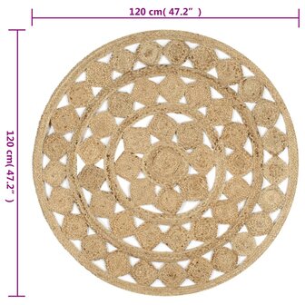 Vloerkleed handgemaakt 120 cm gevlochten jute 6