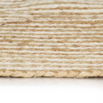 Vloerkleed handgemaakt met spiraal ontwerp 90 cm jute wit 3