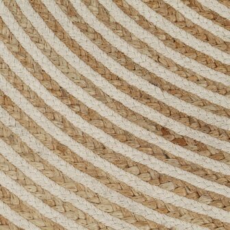 Vloerkleed handgemaakt met spiraal ontwerp 90 cm jute wit 5