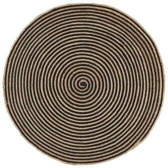 Vloerkleed handgemaakt met spiraal ontwerp 120 cm jute zwart 1