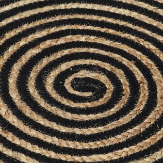 Vloerkleed handgemaakt met spiraal ontwerp 120 cm jute zwart 4
