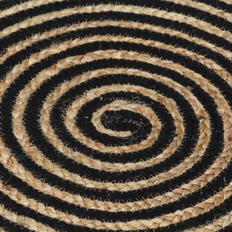 Vloerkleed handgemaakt met spiraal ontwerp 150 cm jute zwart 4