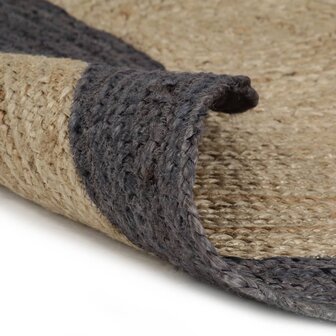 Vloerkleed handgemaakt met donkergrijze rand 210 cm jute 2