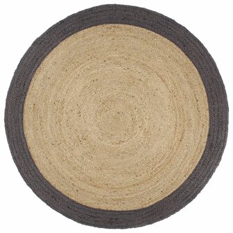 Vloerkleed handgemaakt met donkergrijze rand 240 cm jute 1