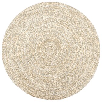 Vloerkleed handgemaakt 210 cm jute wit en bruin 1