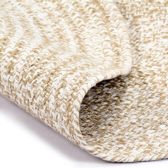 Vloerkleed handgemaakt 210 cm jute wit en bruin 2