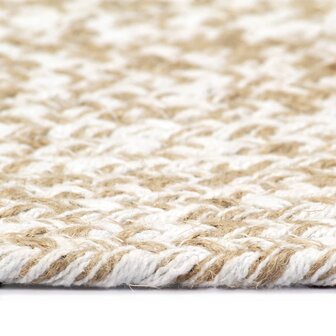 Vloerkleed handgemaakt 210 cm jute wit en bruin 3