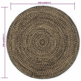 Vloerkleed handgemaakt 240 cm jute zwart en bruin 5