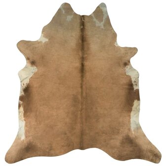 Vloerkleed 150x170 cm echte runderhuid bruin en wit 5