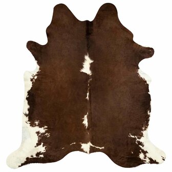 Vloerkleed 150x170 cm echte runderhuid bruin en wit 6