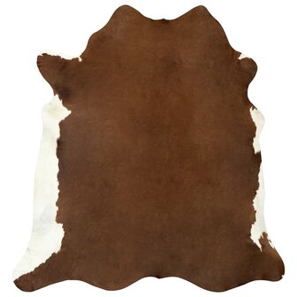 Vloerkleed 150x170 cm echte runderhuid bruin en wit 7