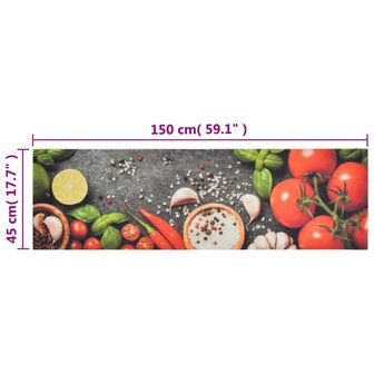 Keukenmat wasbaar groenteprint 45x150 cm fluweel 5