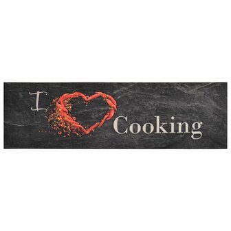 Keukenmat wasbaar cooking-print 45x150 cm fluweel zwart 2