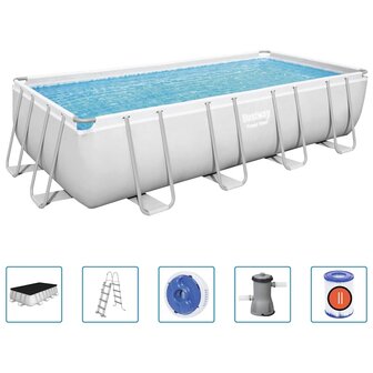 Bestway Zwembadset Power Steel rechthoekig 488x244x122 cm 2