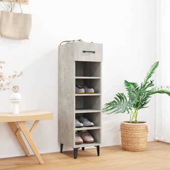 Schoenenkast 30x35x105 cm bewerkt hout betongrijs 1