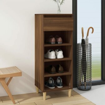 Schoenenkast 40x36x105 cm bewerkt hout bruin eikenkleur 1