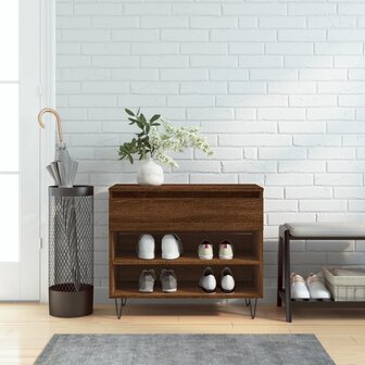 Schoenenkast 70x36x60 cm bewerkt hout bruin eikenkleur 1