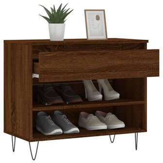 Schoenenkast 70x36x60 cm bewerkt hout bruin eikenkleur 4