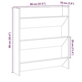 Wandschoenenkast 80x18x90 cm bewerkt hout oud houtkleurig 9