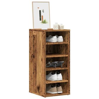 Schoenenkast 32x35x70 cm bewerkt hout oud houtkleurig 1