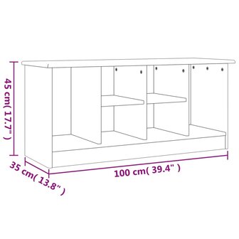 schoenenbankje ALTA 100x35x45 cm massief grenenhout 8