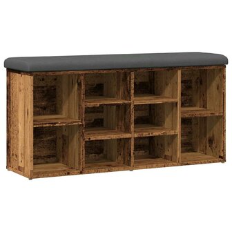 Schoenenbank 102x32x50 cm bewerkt hout oud houtkleurig 2