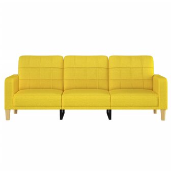 Driezitsbank 180 cm stof lichtgeel 3