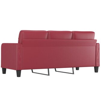 Driezitsbank 180 cm kunstleer wijnrood 5