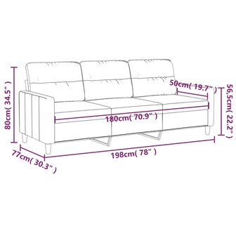 Driezitsbank 180 cm stof cr&egrave;mekleurig 8