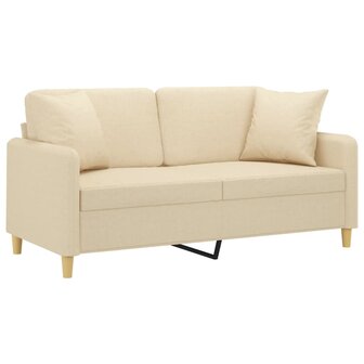 Tweezitsbank met sierkussens 140 cm stof cr&egrave;mekleurig 3