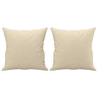 Tweezitsbank met sierkussens 140 cm stof cr&egrave;mekleurig 5