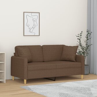 Tweezitsbank met sierkussens 140 cm stof bruin 1