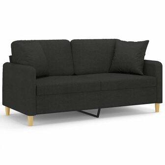 Tweezitsbank met sierkussens 140 cm stof zwart 2