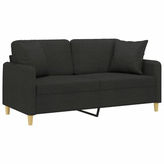 Tweezitsbank met sierkussens 140 cm stof zwart 3