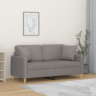 Tweezitsbank met sierkussens 140 cm stof taupe 1