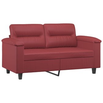 Tweezitsbank met sierkussens 120 cm kunstleer wijnrood 4