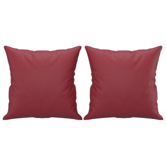 Tweezitsbank met sierkussens 120 cm kunstleer wijnrood 5