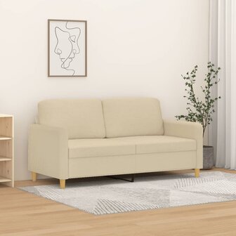 Tweezitsbank 140 cm stof cr&egrave;mekleurig 1