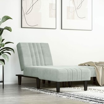 Chaise longue fluweel lichtgrijs 1