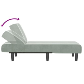 Chaise longue fluweel lichtgrijs 6