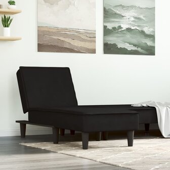 Chaise longue fluweel zwart 1