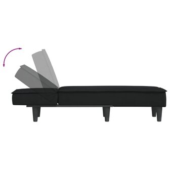 Chaise longue fluweel zwart 6